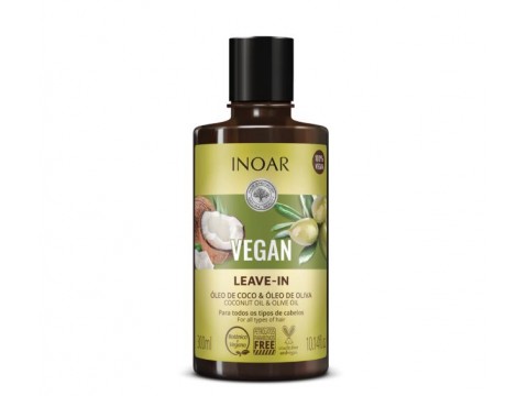 INOAR Vegan Leav-in - nenuplaunamas kondicionierius su kokoso ir alyvuogių aliejais 300 ml